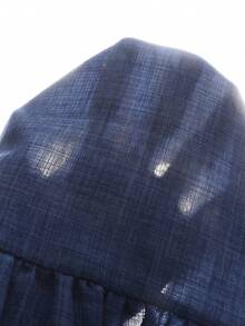 SHEIN 两件套女童格子圆领修身休闲上衣和宽松休闲裤 - 藍色 - 查看 10