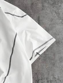 AXEPEAK Men's Fashionable Street Letter Graphic Round Neck Short Sleeve T-Shirt, Summer - White - View 3