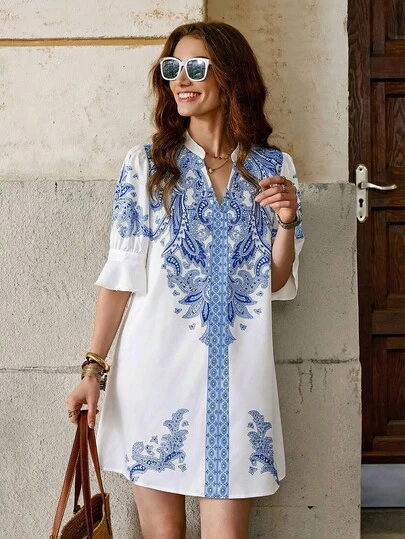 Solivie Women's Mid-Sleeve Printed Valentine's Day Spring/Summer Dress, Valentine's Day Outfit