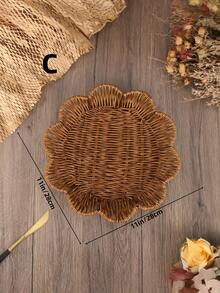 Cesta de almacenamiento de estilo de ratán tejido creativo, cesta de almacenamiento multicompartimento para la sala de estar - Café integral - Ver 4
