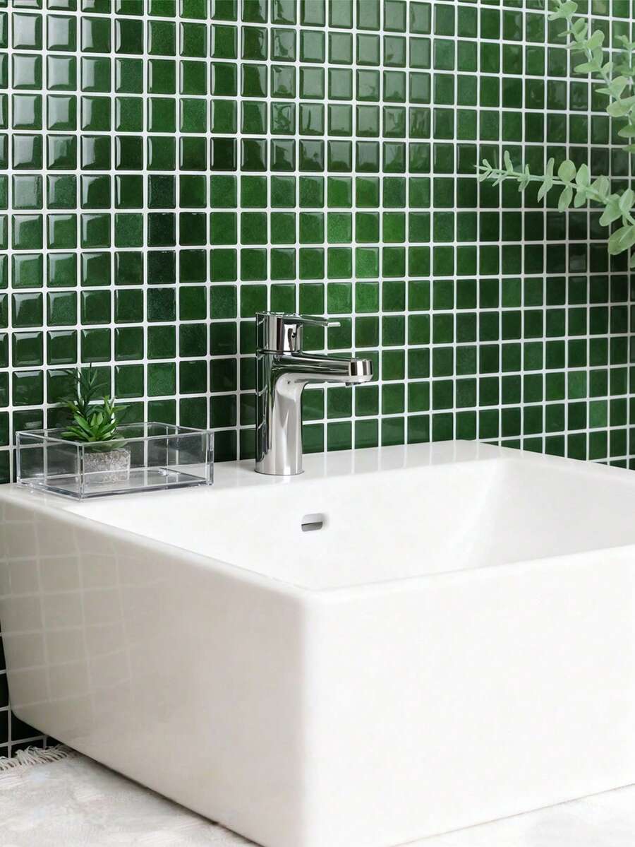 WoStick 简约格子图案清新壁纸，家居装饰 - 軍綠色 - 查看 1