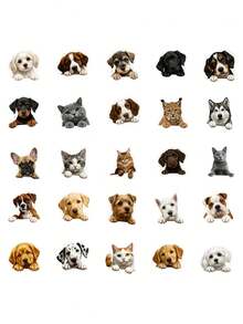 56sheets/Set Realistic Cat And Dog Doodle Stickers, Cute Pet Decorations For Suitcases And Mobile Phones - Multicolor - View 6