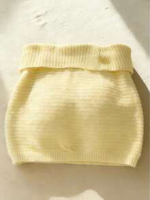 INAWLY Women's Casual Knitted Button Waist A-Line Skirt - Pale Yellow - View 2