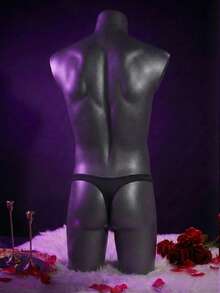 WENEZON Men's Sexy Thong Underwear, Owl Design, Black