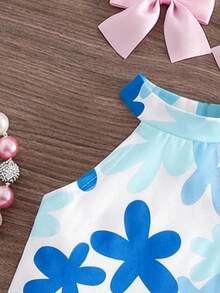 SHEIN Babygirl 2pcs Set, Fashionable Heart Knitted Halter Top And Flare Pants - Multicolor - View 7