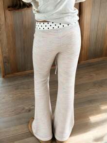 CovetEZ بنطلون طويل للنساء الكاجوال بخصر رباط مزخرف بنقشة البولكا نقاط ملونة - وردي - مشاهدة 5