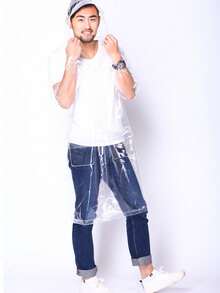 透明大帽檐时尚简约男女款户外风衣，适合徒步和骑行，可作雨衣穿着。 - 無色 - 查看 11