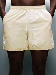 PLAYBOY X SUMWON Bunny Logo Beach Swim Trunks With Elastic Drawstring Waistband And Side Pockets Summer Casual Swimwear - Yellow - View 8