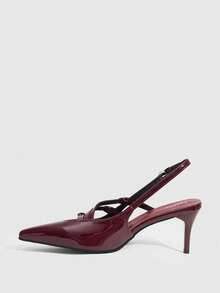 CUCCOO SZL Women's Pointed-Toe Buckle Design Fashionable And Elegant High-Heeled Sandals - Red - View 4