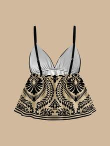 Travachic Women's Casual Vacation Bohemian Floral Print Tie Waist Camisole,Summer Outfits,Beach Outfits,Going Out Tops,Vacation Outfits Women - Multicolor - View 2