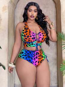 Slaydiva 2026新款彩色豹纹性感大码女式比基尼套装 - 彩色 - 查看 5