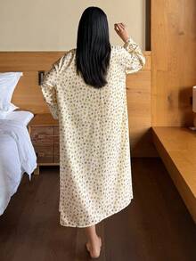 DAZY 3pcs/Set Women Cute Fruit & Floral All-Over Print Robe, Camisole And Shorts Pajama Set - Yellow - View 2
