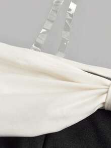 Serisse Kids 1pc Champagne Off-Shoulder Pearl Trim Black Mini Dress - Black - View 3