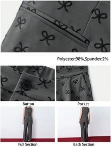 Maija 2026 Spring & Summer Outfits Women Embroidered Fabric 2pcs Suit Set Sleeveless Top & Long Pants, Minimalist & Fashionable For Casual Daily Wear,Festival,Women's Summer Set,Valentine Clothes, - Dark Grey - View 3