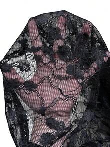 Breakform Women's Gothic Sexy Lace Patchwork PU Leather Front Lace-Up Decor Slim Fit Camisole - Black - View 9