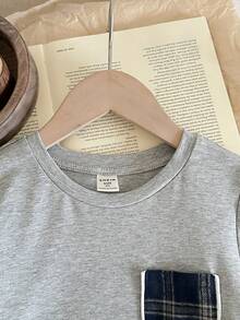 LMoss Kids 2件套男童休闲格子口袋装饰短袖T恤和格子短裤夏季睡衣 - 彩色 - 查看 4