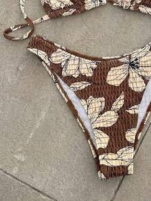 Swim Mod Women's Random Print Spaghetti Strap Two Pieces Bikini Swimsuit, Summer Beach Vacation Outfits - Multicolor - View 7