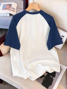 Manfinity Joysei Navy Blue & White Contrast Dolphin Print Men's Raglan Sleeve T-Shirt