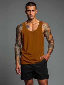 Sport MetroGents 3 áo tank top thể thao nam màu trơn cổ tròn, kiểu dáng thường ngày, thích hợp tập luyện, chơi bóng rổ hoặc tập gym. - Nhiều màu - Xem 5