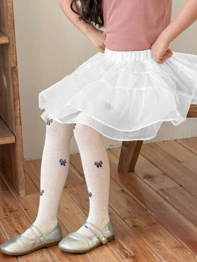 DAZY 少女蝴蝶结图案时尚连裤袜，适合搭配连衣裙