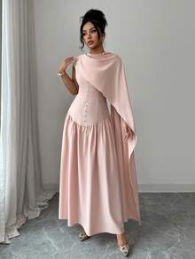 Elenzga A Long And Elegant Dress For Ladies Is Woven - Baby Pink - View 5