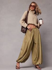 Hauture Spring Fashion New Plaid Loose Jogger Pants For Women - Multicolor - View 4
