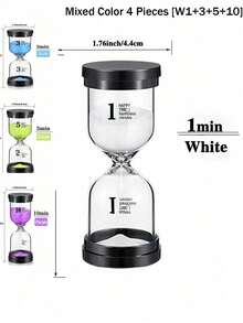 1/3/5/10/15/30 Minutes Black Lid Marked Glass Timer, Home Decor Sandclock, Suitable For Children's Homework, Teeth Brushing, Kitchen Cooking, Yoga Gaming, Desktop Decoration Best Gifts Birthday Graduation - Multicolor - View 17