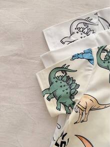 Vintaside Kids Bộ 6 món áo thun ngắn tay cổ tròn và quần short in hình khủng long hoạt hình cho bé trai, thích hợp mặc hàng ngày, ngoài trời, thể thao, đi học, mùa xuân/hè. - Nhiều màu - Xem 5
