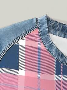 Resyla Women's Plaid Round Neck Short Sleeve Casual Versatile Top - Multicolor - View 3