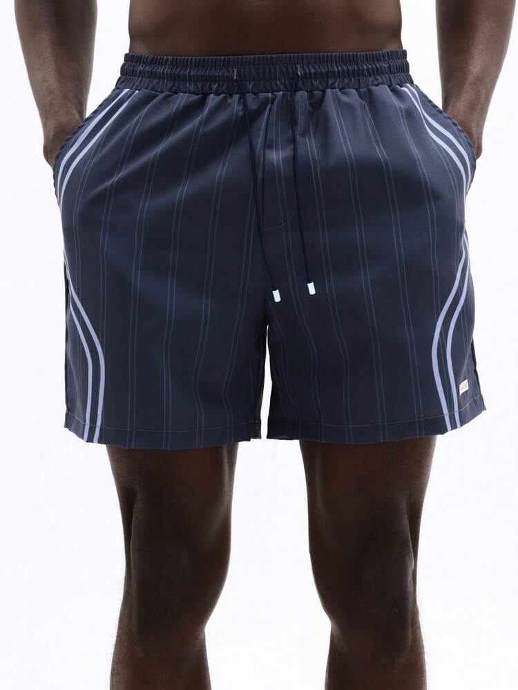 Pinstripe Board Shorts With Side Stripes