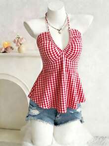 Lalippa Digital Print Camisole Sleeveless Tie-Up Vacation Style Summer Top For Women - Multicolor - View 1