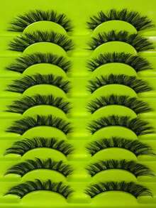 1pc Cat Eye Fox Eye Lashes Natural Silk False Eyelashes Soft Handmade Reusable Mink Lashes Extension Makeup Tools For Daily Party Eye Makeup Cosmetics - Black - View 7