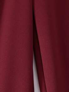 少女秋冬卫衣套装，斜肩带拼接短款蝴蝶结印花上衣 + 同款弹力腰直筒裤，两件套休闲装 - 紅色 - 查看 6