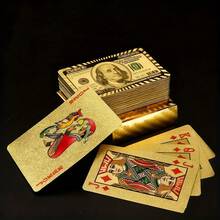Joivida 金箔扑克牌，经典手工打造，高级防水耐用，成人扑克套装，适合家庭聚会、游戏之夜、节日礼盒派对娱乐，桌面游戏用品，赌场风格奢华扑克牌收藏 - 彩色 - 查看 3