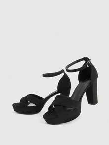 CUCCOO LuxiPop Women Heeled Sandals Valentine's Day - Matte Black - View 5