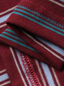 DAZY 2件套女士夏季宽松英文印花短袖T恤和条纹直筒裤睡衣套装，棕色 - 棕色 - 查看 8