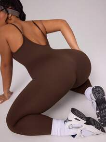 Rhythm Era Seamless High Elasticity Ribbed Plus Size Women Yoga Fitness Sports Waist Cincher Jumpsuit