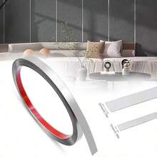 1 Roll Of 5-Meter Stainless Steel Self-Adhesive Wall Decorative Strip, Metal Decorative Strip, Non Drilling Flat Embedded Decorative Strip, Suitable For TV Background Wall And Ceiling Decoration - Silver - View 8