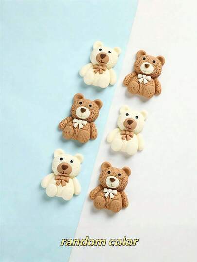 10个/50个迷你卡通米色咖啡熊树脂凸面宝石，适用于手机装饰配件、工艺品DIY、发饰、圣诞节