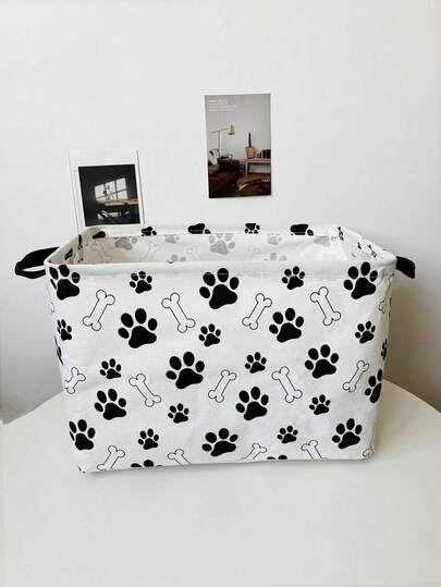 1 pieza Cesta de almacenamiento para mascotas con diseño de pata de perro, cesto plegable impermeable para ropa sucia, cesta de almacenamiento para ropa, juguetes y snacks de mascotas