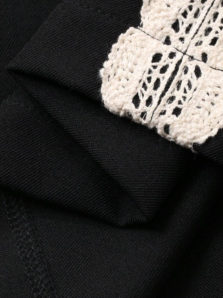 2pcs Elegant Contrast Lace V-Neck Sleeveless Top And Wide Leg Pants Set For Women, Spring/Autumn