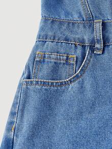 Sweetra Fashionable Casual Women Denim Bib Pants And Jumpsuit - Blue - View 4