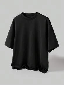 TOKVUE 男士休闲标语印花短袖T恤，夏季 - 黑色 - 查看 2