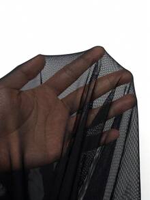 Mistrie Mesh Patchwork Sheer Sexy Stand Collar Long Sleeve Dress - Black - View 5