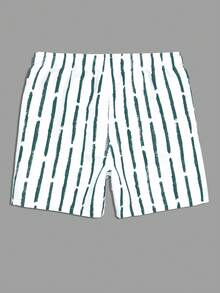 Solantero Men's Striped Olive Green Beach Shorts With Pockets Breathable Elastic Anti-Wrinkle Triangle Lining Summer Swim Trunks - Olive Green - View 2