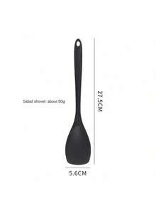7pcs Household Silicone Kitchen Cooking Set: Spatula, Ladle, Slotted Spatula, Frying Spatula, Pasta Spoon, Salad Spatula, Honey Spatula, Black - Black - View 7