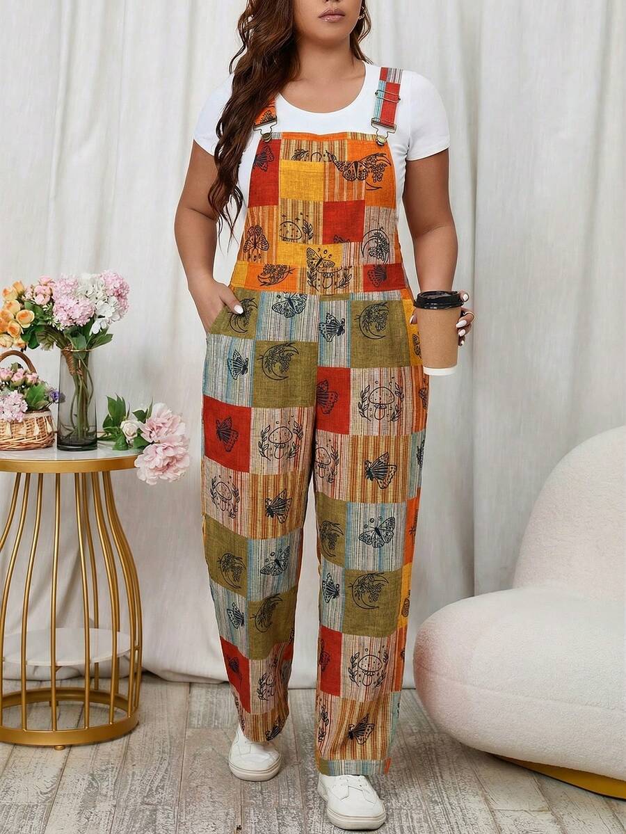 Vionelle 大码女士彩色波西米亚风连体裤，夏季 - 彩色 - 查看 1