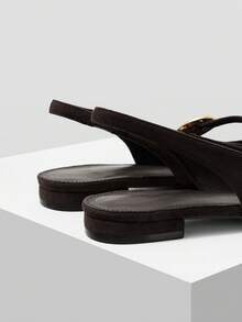 Mnmlis Women's Buckle Design Casual Versatile Flat Shoes Valentine's Day - Chocolate Brown - View 3