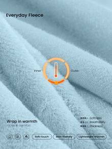 GLOWMODE 大码日常抓绒舒适保暖宽松丝绒印花抽绳连帽衫，适合日常休闲穿着 - 淺藍色 - 查看 5