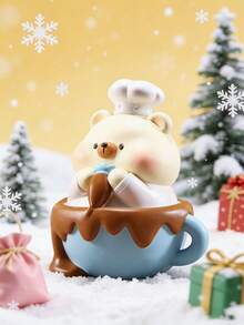 POKOJA LAND 1/6PCS 新款小熊甜点盲盒树脂工艺品桌面摆件可爱宠物收藏人偶，适用于家居办公室装饰，节日礼物收藏 - 彩色 - 查看 3